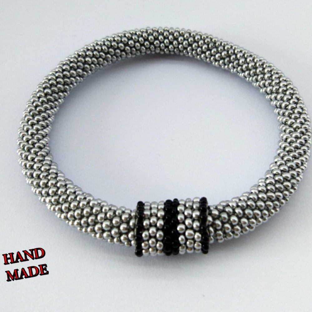 Silver Sand Bead Bracelet Hand Made